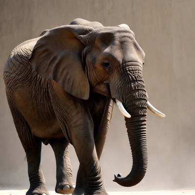 Elephant walking on sandy ground