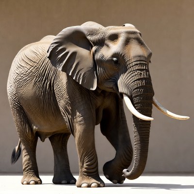 Elephant standing on plain background
