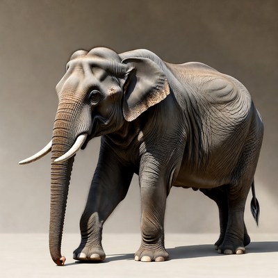 Elephant standing on plain background