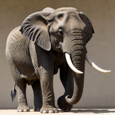 Elephant standing on plain background