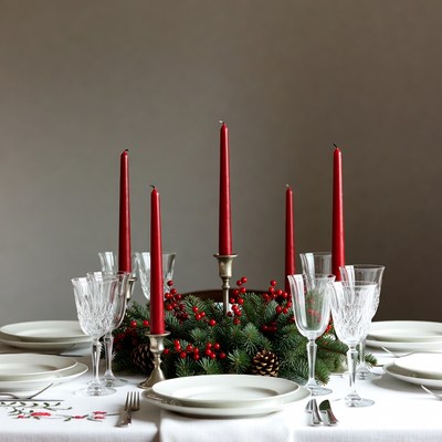 Christmas Table with Red Candles