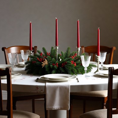 Christmas Centerpiece on Dining Table