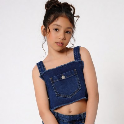 Asian girl in denim crop top