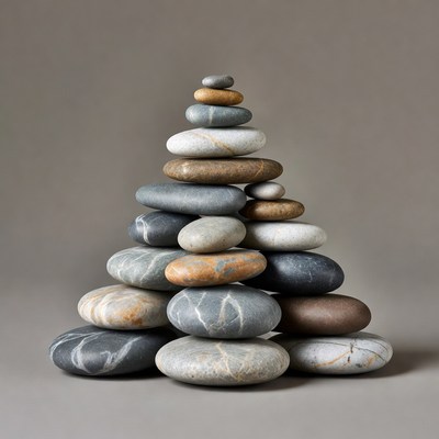 Stacked Pebbles Forming Pyramid