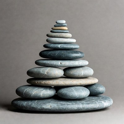 Stacked Pebbles Forming Pyramid