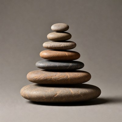 Stacked Pebbles in Tower Formation