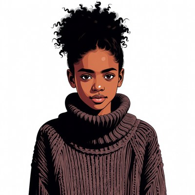 Black girl in turtleneck sweater