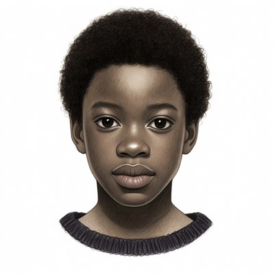 African boy with curly hair portrait