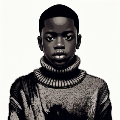 African boy in turtleneck sweater