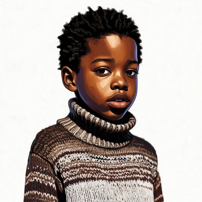 African-American boy in turtleneck sweater