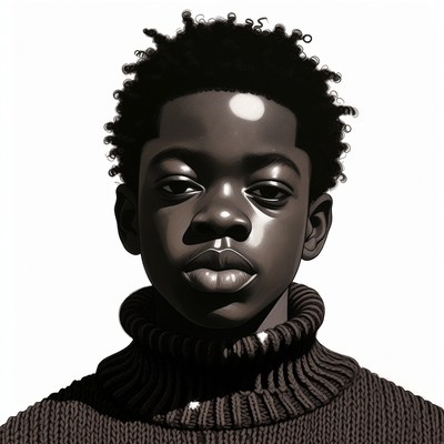 African-American boy in turtleneck sweater