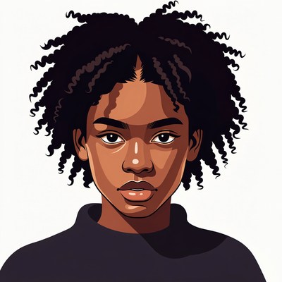 African-American girl with curly hair