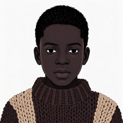 African boy in turtleneck sweater