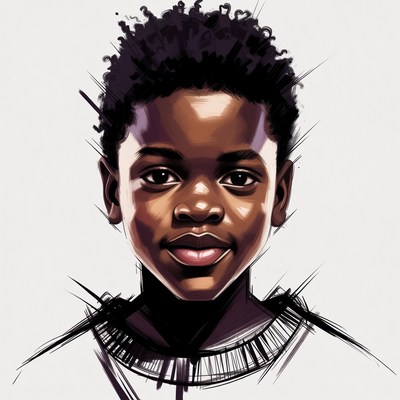 African boy with curly hair portrait