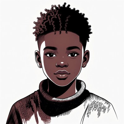 African-American boy with curly hair