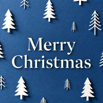 Merry Christmas with White Trees