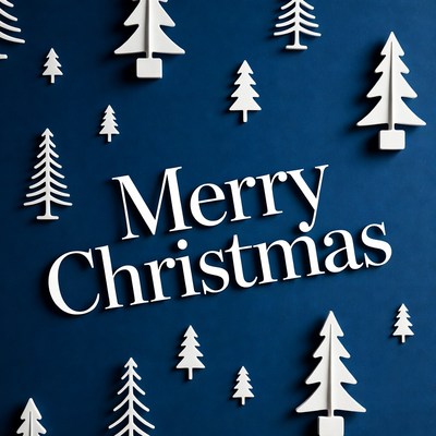 Merry Christmas with White Trees