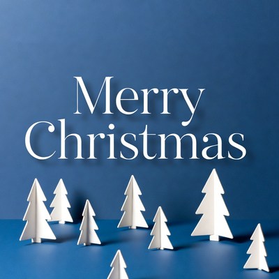 Merry Christmas with White Paper Trees