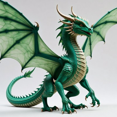 Green Dragon with Spread Wings