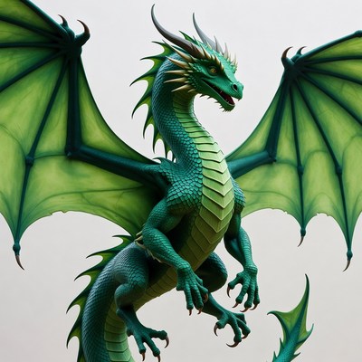 Green Dragon with Spread Wings