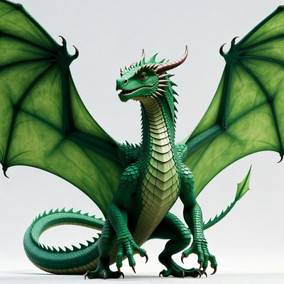 Green Dragon with Spread Wings
