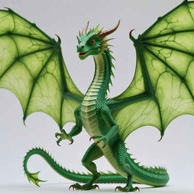 Green Dragon with Spread Wings