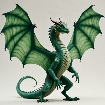 Green Dragon with Spread Wings