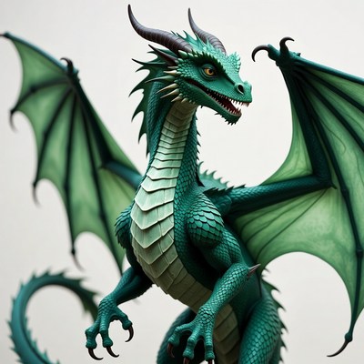 Green Dragon with Spread Wings
