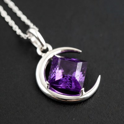 Silver Moon Amethyst Necklace