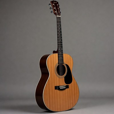 Acoustic Guitar on Gray Background