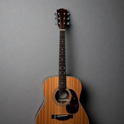 Acoustic Guitar on Gray Wall