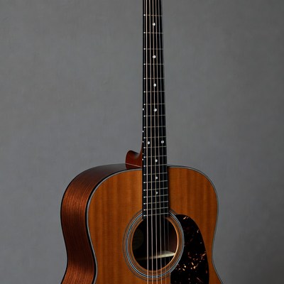 Acoustic Guitar on Gray Background