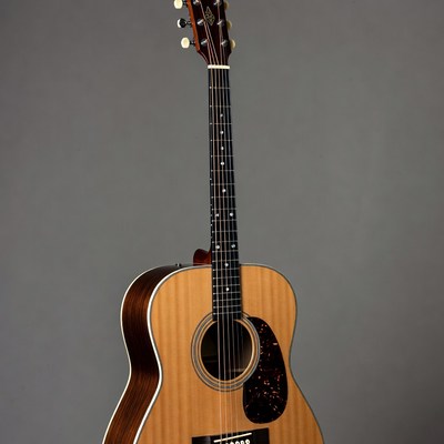 Acoustic Guitar on Gray Background