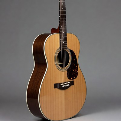 Acoustic Guitar on Gray Background