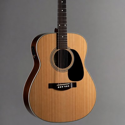 Acoustic Guitar on Gray Background