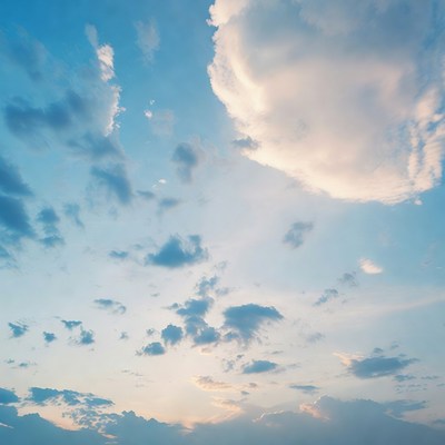 Fluffy Clouds in Blue Sky