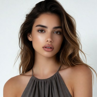 Beautiful woman with wavy brown hair