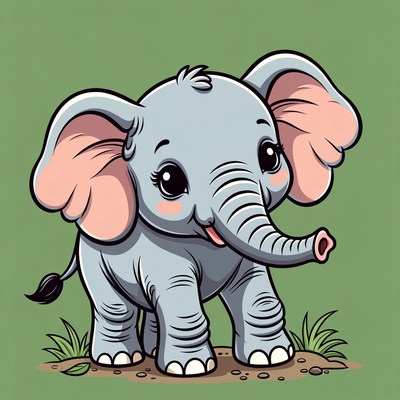 Cute baby elephant illustration