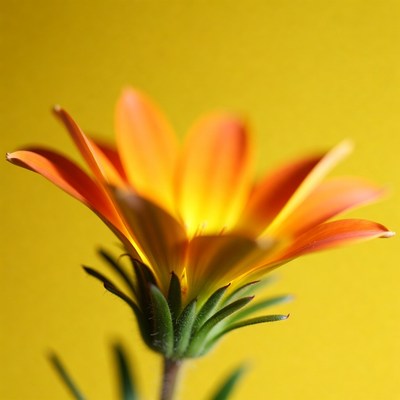 Orange Flower on Yellow Background