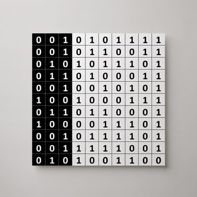 Binary 8x8 Pixel Matrix Grid