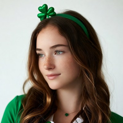 Woman with shamrock headband