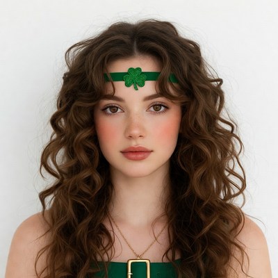 Woman with shamrock headband
