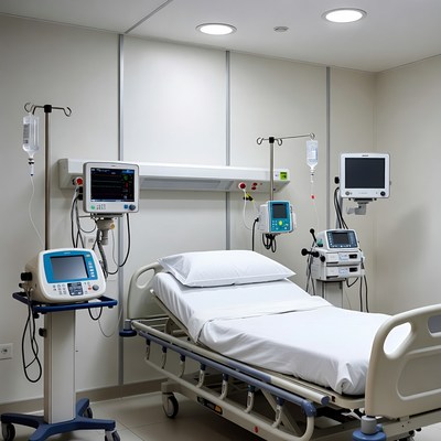 Empty Hospital Room with Medical Equipment