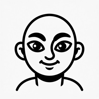 Smiling bald man illustration