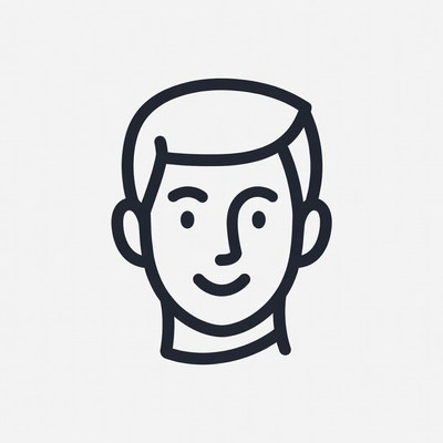 Smiling man line art icon