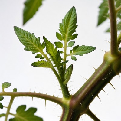 Tomato Plant Stem with Leaves