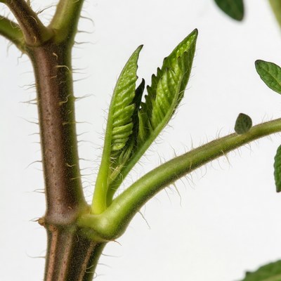 New green tomato sprout leaves
