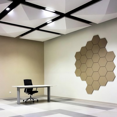 Modern Office with Hexagonal Wall Panels