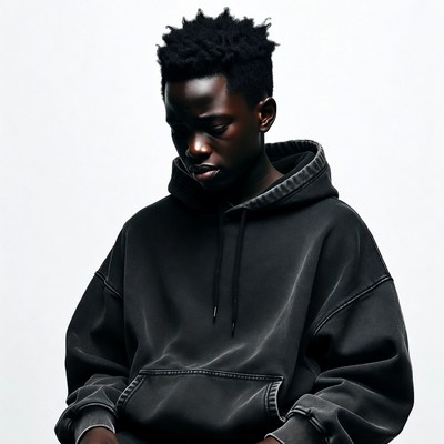 African man in black hoodie