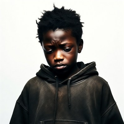 African boy with sad expression